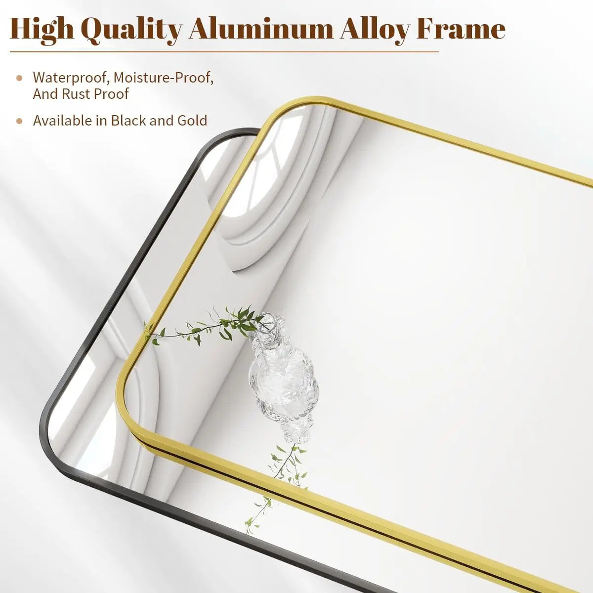 20" x 28" Rectangular Aluminum Alloy Frame Wall Mounted Bathroom Mirror with Rounded Corners